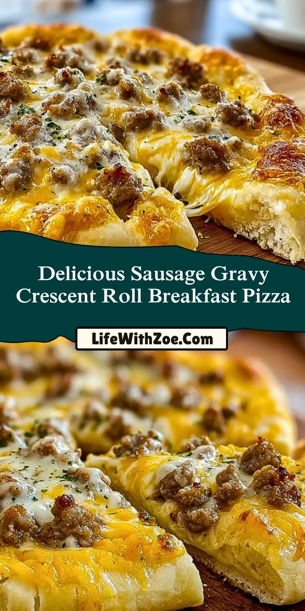 Delicious Sausage Gravy Crescent Roll Breakfast Pizza (2)