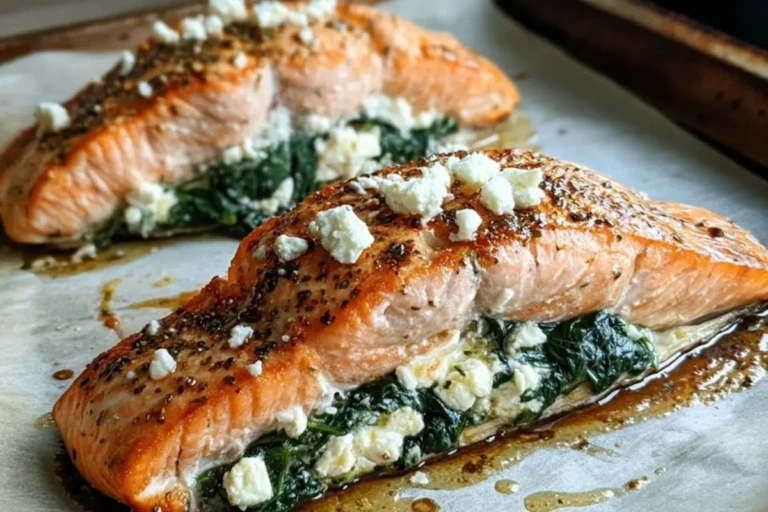 Delicious Spinach and Feta Stuffed Salmon
