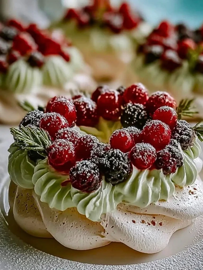 Holiday Wreath Meringues with Berries & Cream (1)