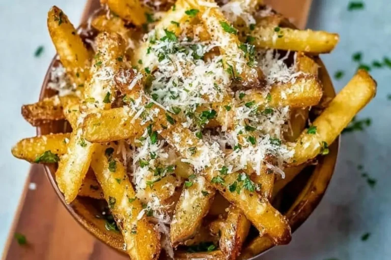 Homemade Truffle Fries Topped With Parmesan Cheese