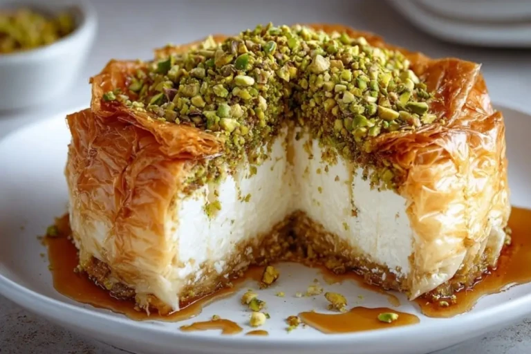 Honey Pistachio Baklava Cheesecake