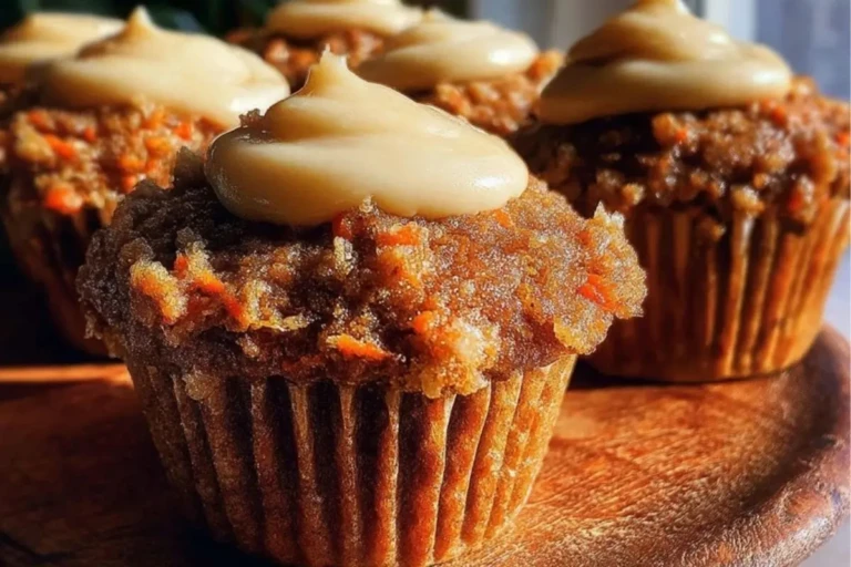 Moist Carrot Cake Muffins with Cream Cheese Topping