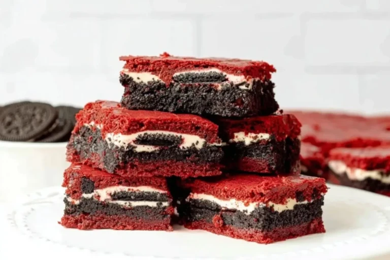Oreo Stuffed Red Velvet Brownies