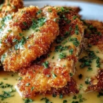 Crispy Parmesan Chicken with a Rich Garlic Sauce