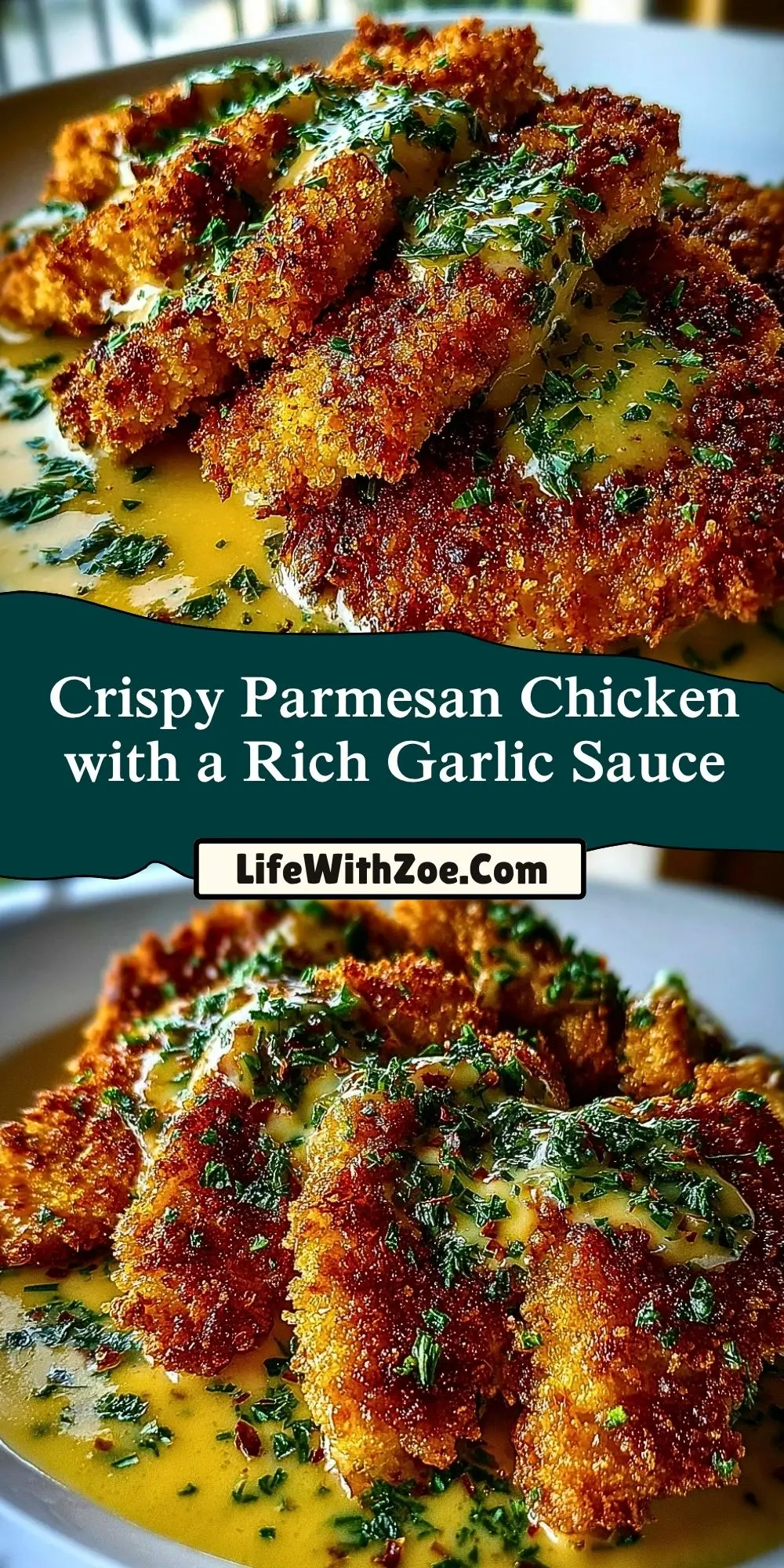 Crispy Parmesan Chicken with a Rich Garlic Sauce (2)