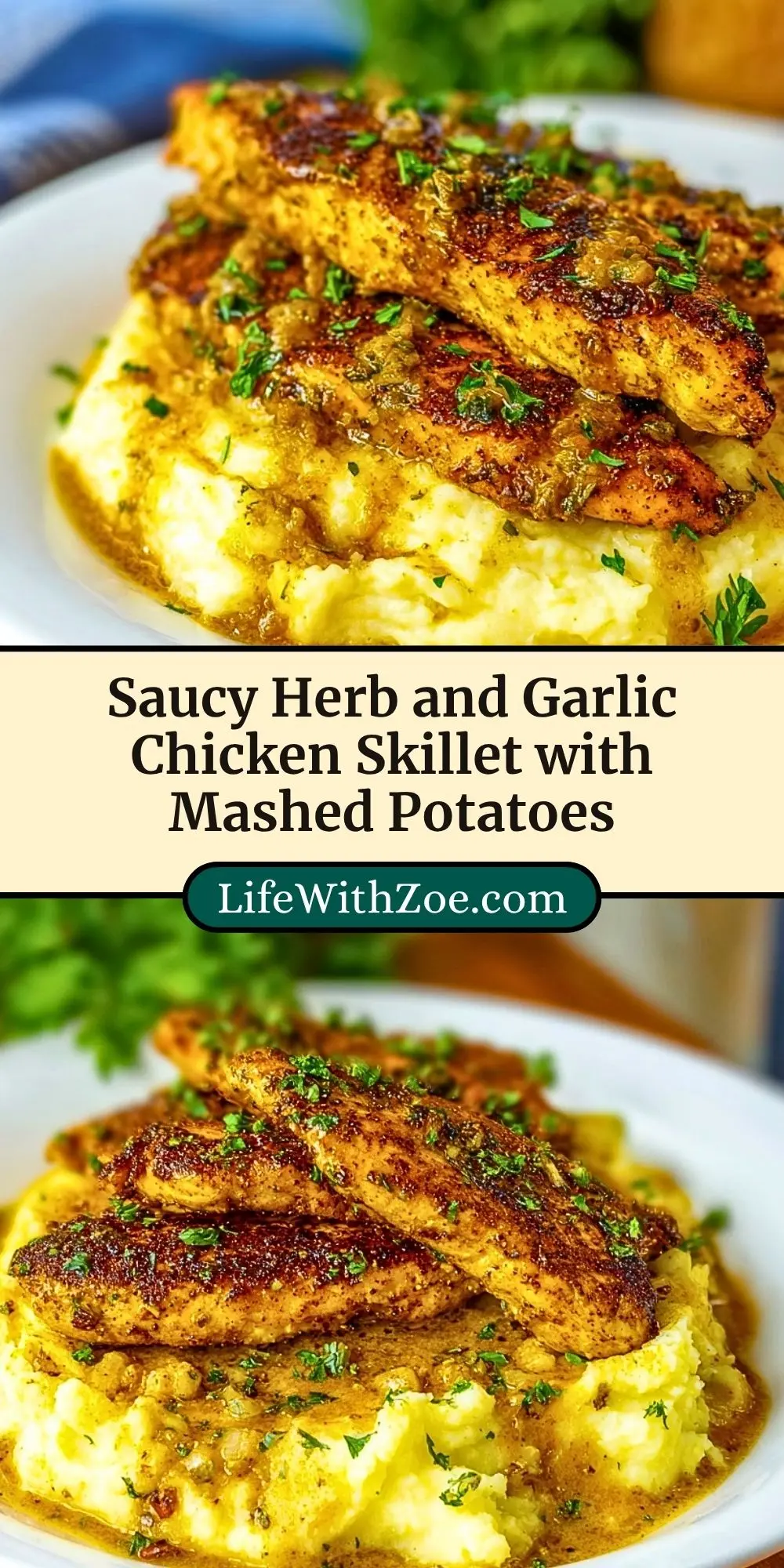 Saucy Herb and Garlic Chicken Skillet with Mashed Potatoes (3)