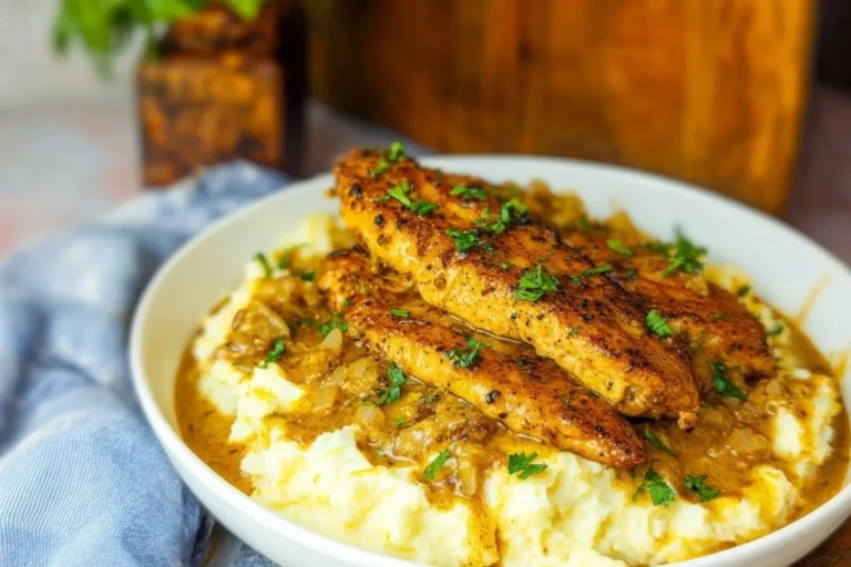 Saucy Herb and Garlic Chicken Skillet with Mashed Potatoes